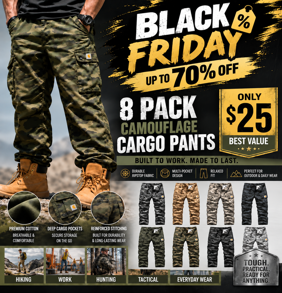 【LAST DAY SALE】Men's practical camouflage cargo pant